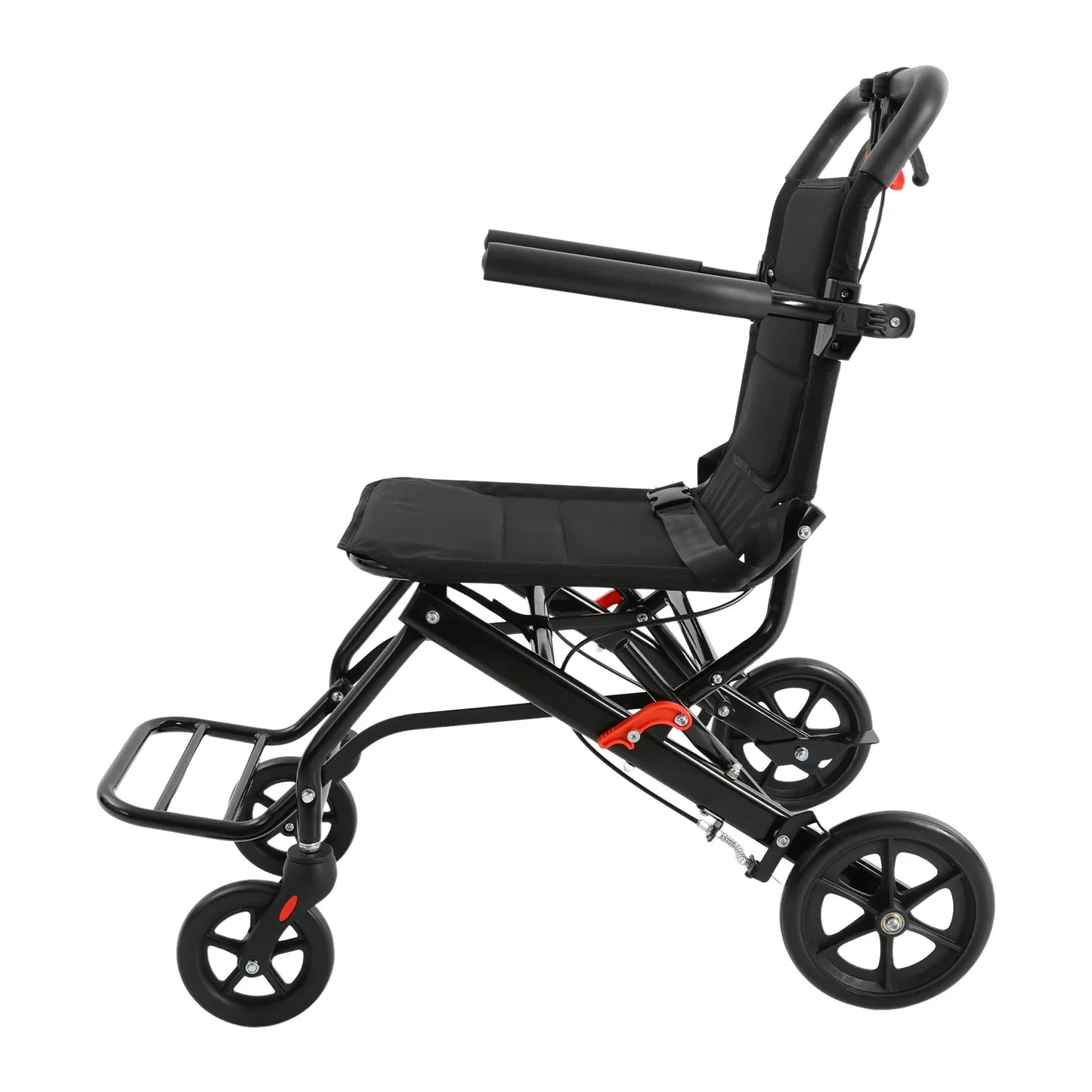 Foldable Transport Wheelchair With Handbrake For Adults Portable Mobility Chair