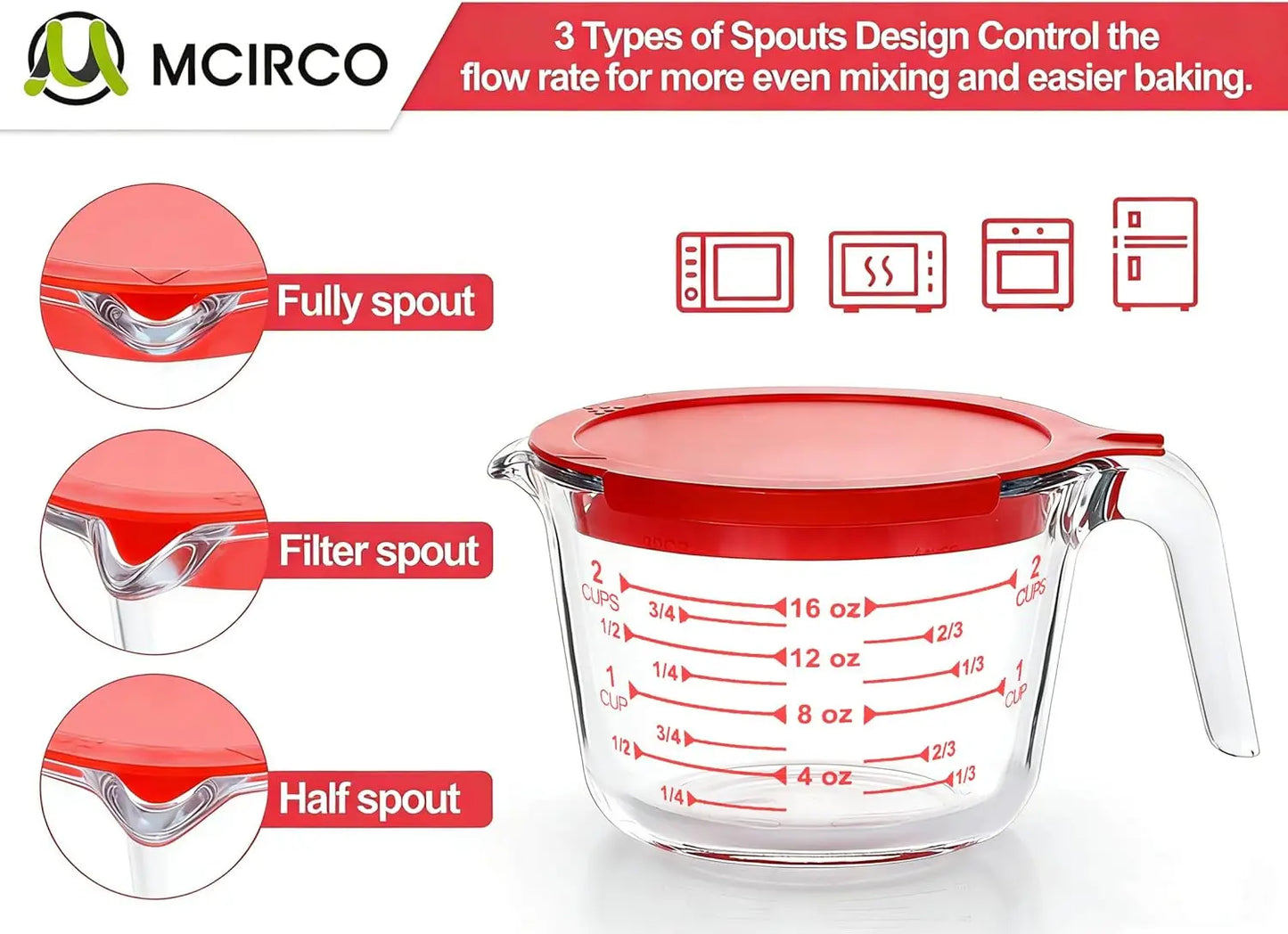 Glass Measuring Cups Set With Lids Borosilicate For Kitchen