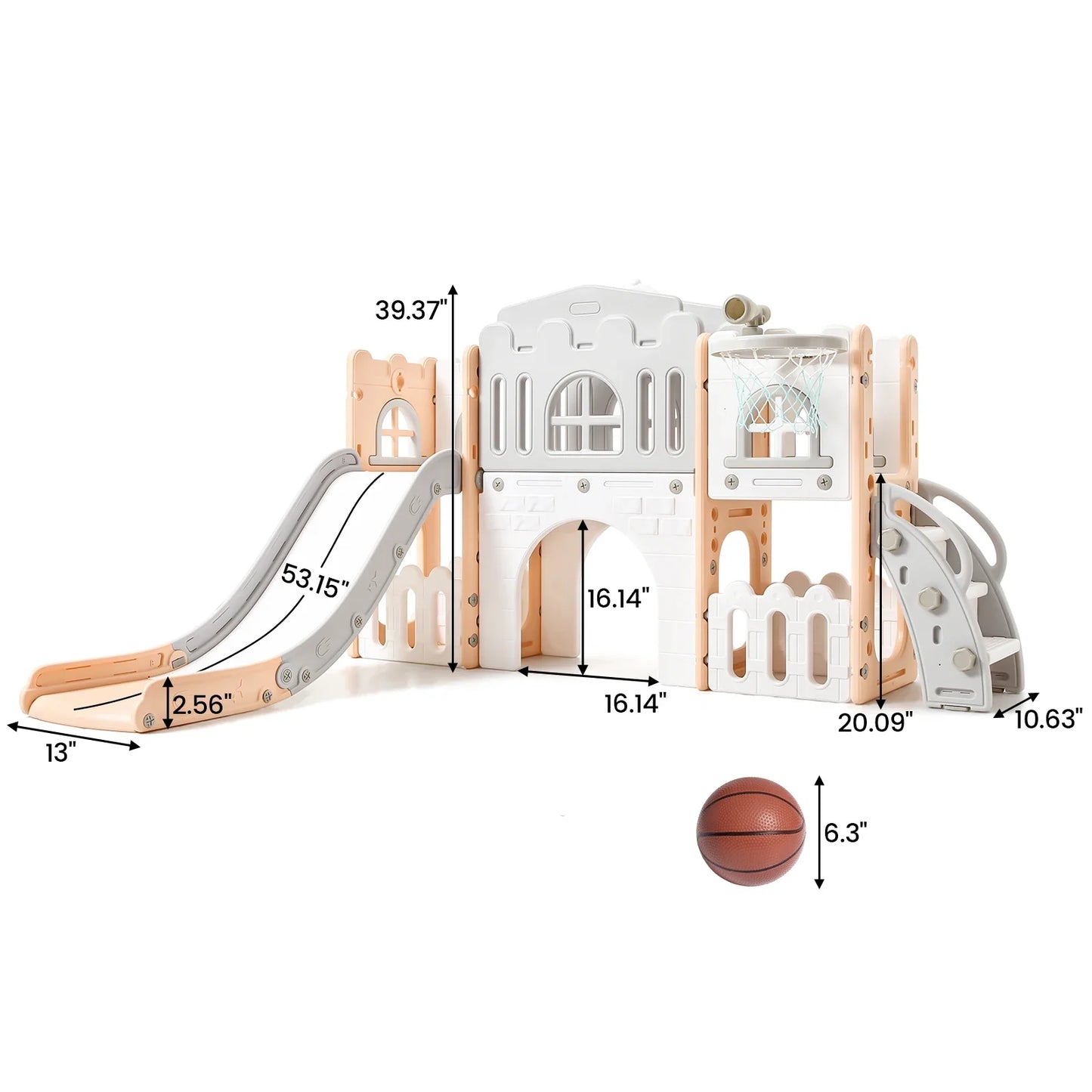 Toddler Indoor Slide Playset 8 In 1 With Basketball Hoop