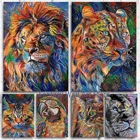 Vapour Abstract Animals Oil Painting Poster Vintage Abstract Oil Painting Animals Art Decor Home Room Aesthetic Canvas Prints