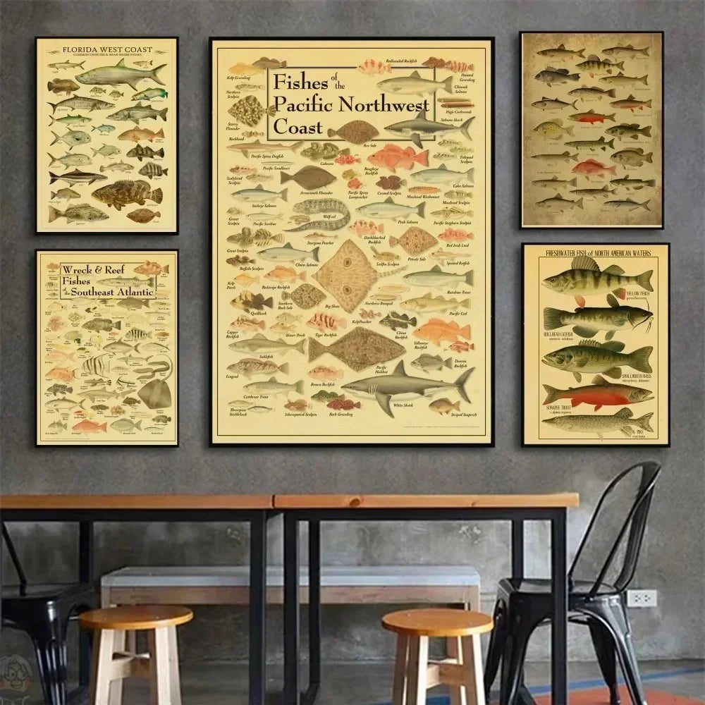ACE Fishing Fish Sea Poster Wall Chart Prints And Posters Home Living Bed Room Decor Art Bar Cafe Framelesss Painting Poster