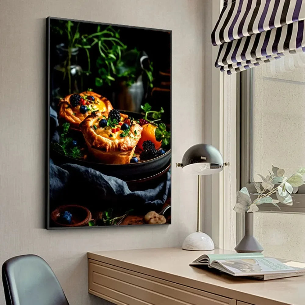 Chicken Food Burger French Fries Chicken Salmon Art Poster Canvas Painting Wall Print Living Room Home Restaurant Decor Poster