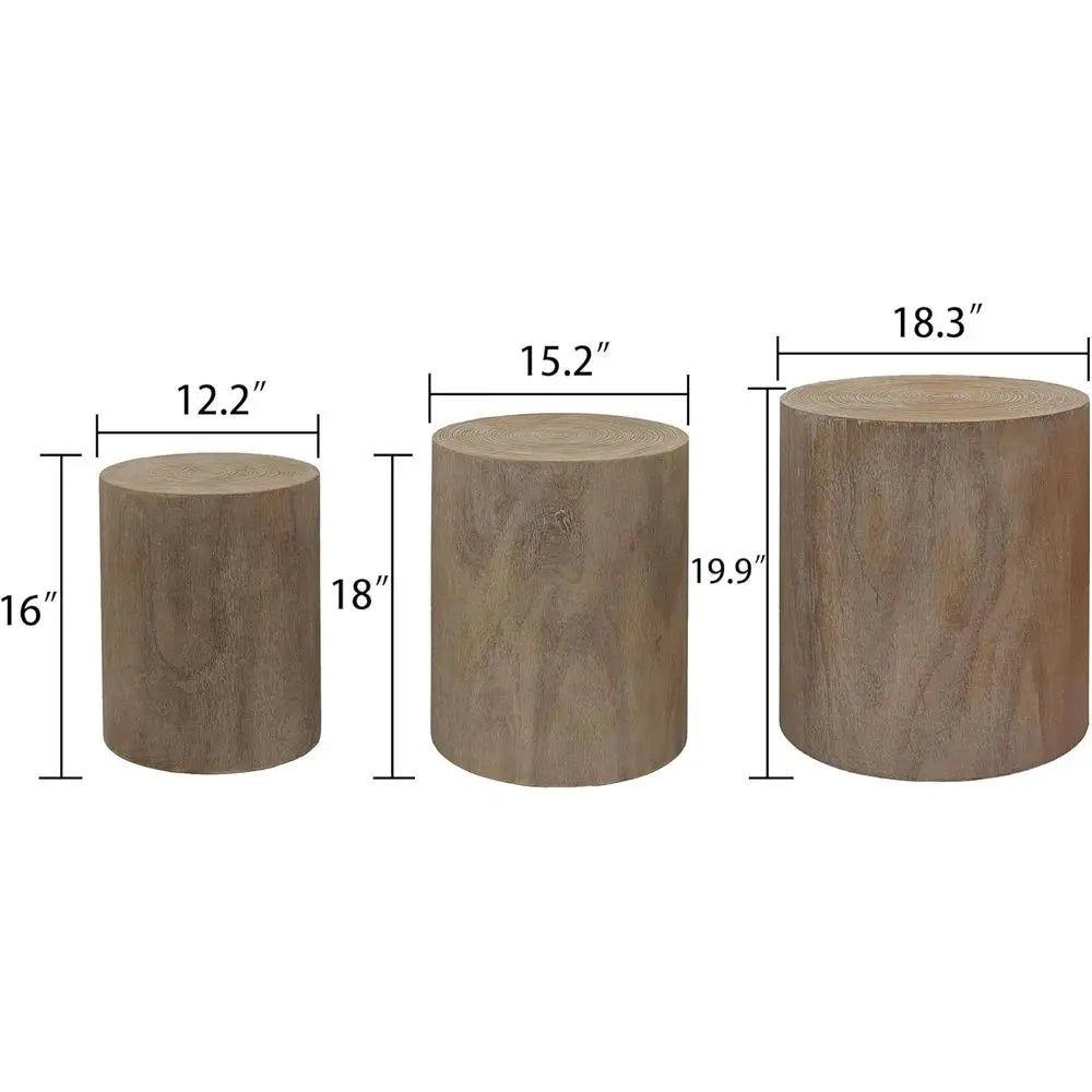 Round Nesting Wood Coffee Tables Set Of 3 Engineered Wood