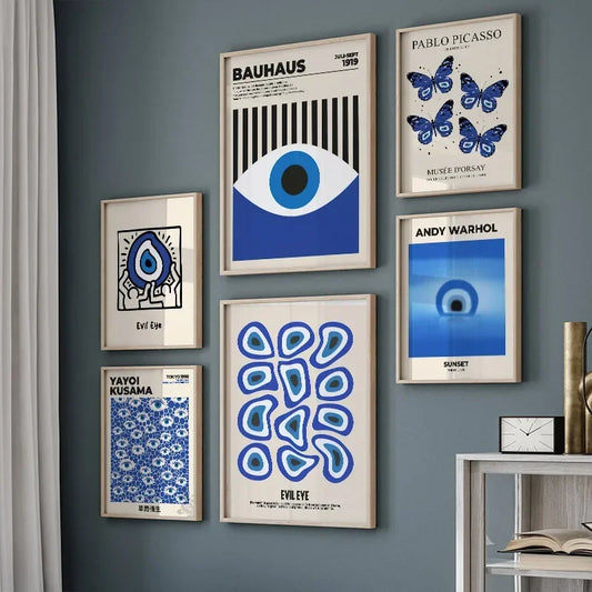 Classic Abstract Wall Art Blue Evil Eye Picasso Bauhaus HD Canvas Print Poster Home Living Room Bedroom Decorative Painting