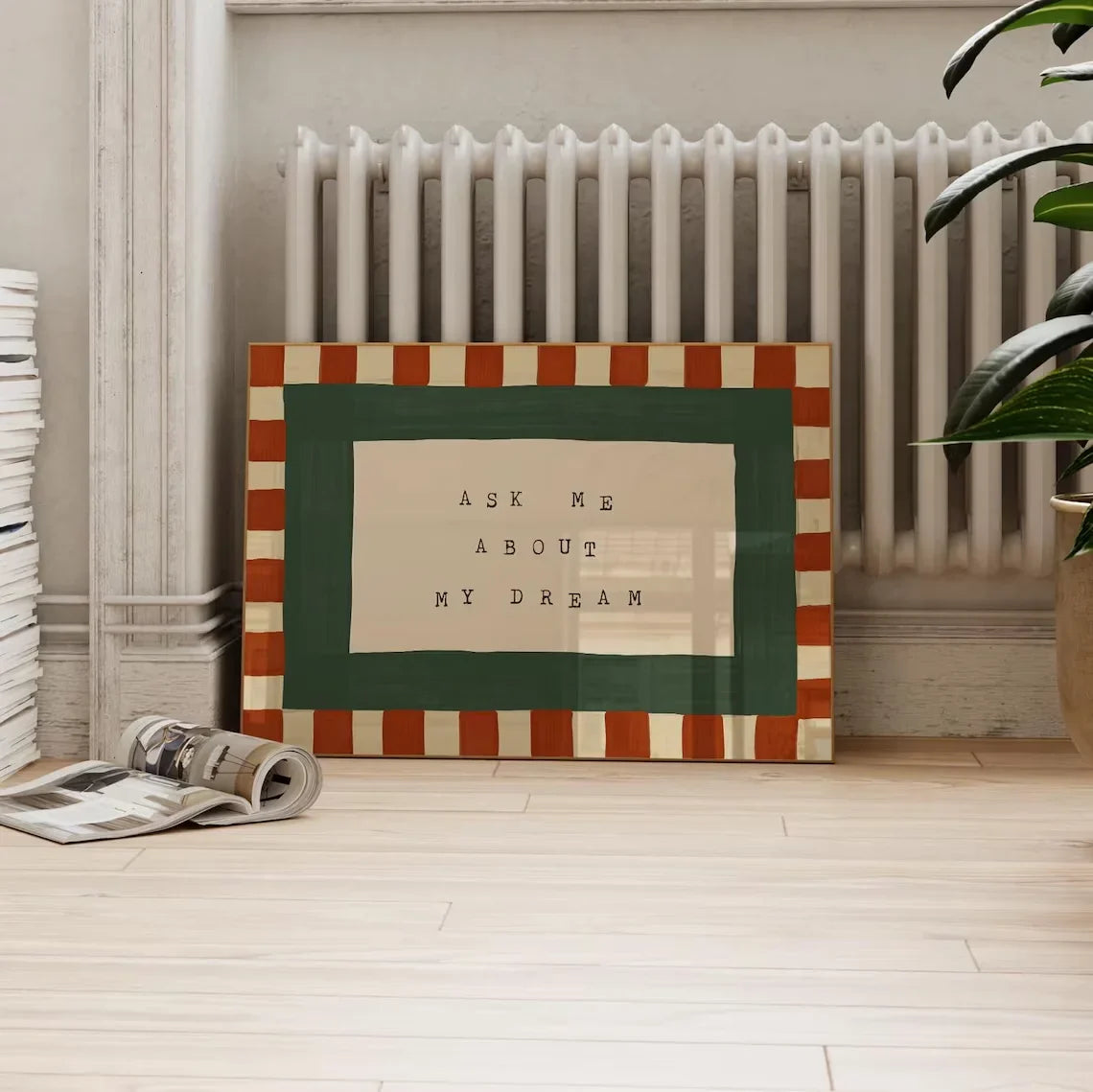 Retro Bedroom Wall Art, Checkered Wall Art, Mid Century Bedroom Print, Bedroom Prints, Ask Me About My Dream Print, Wall Art For