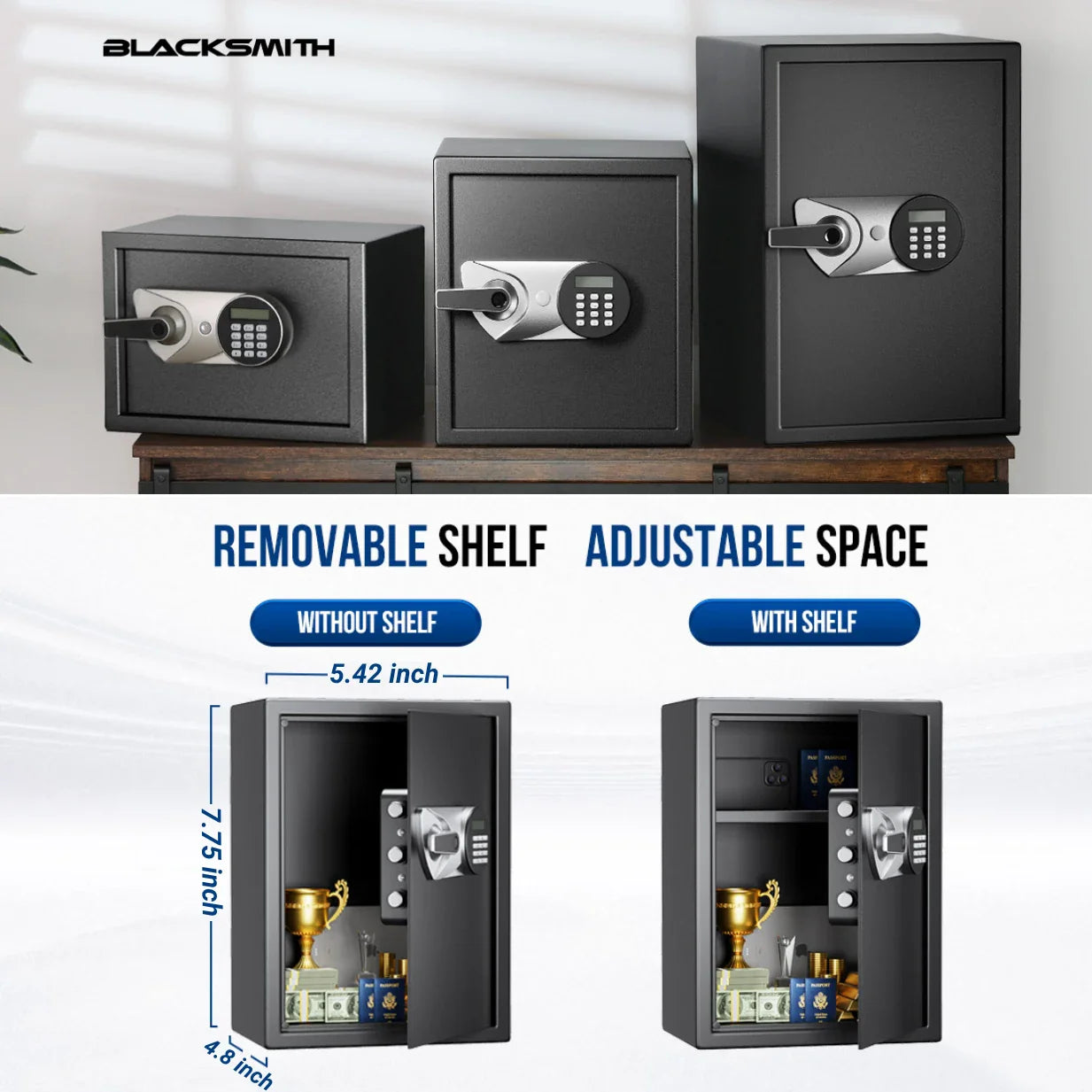 Blacksmith Hidden Design Fireproof Biometric Safe Box With Keypad