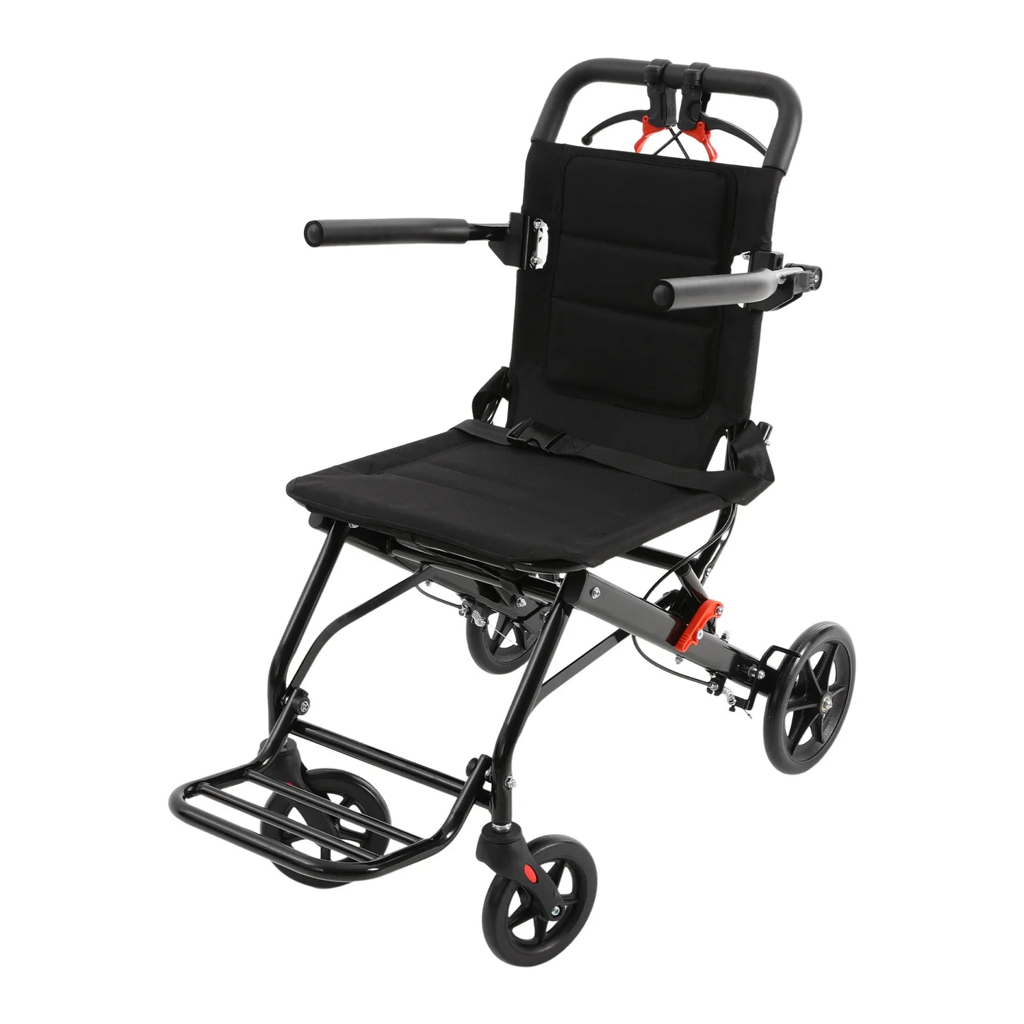 Foldable Transport Wheelchair With Handbrake For Adults Portable Mobility Chair