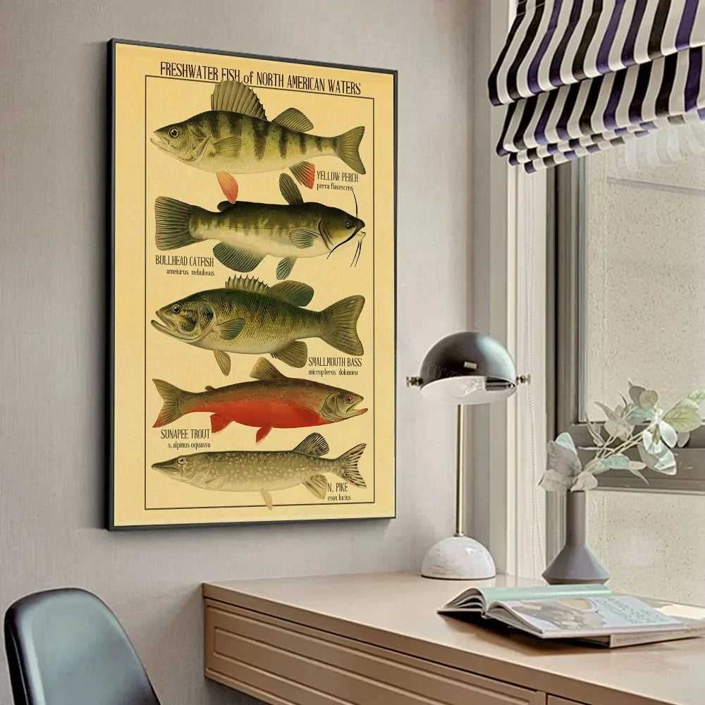 ACE Fishing Fish Sea Poster Wall Chart Prints And Posters Home Living Bed Room Decor Art Bar Cafe Framelesss Painting Poster