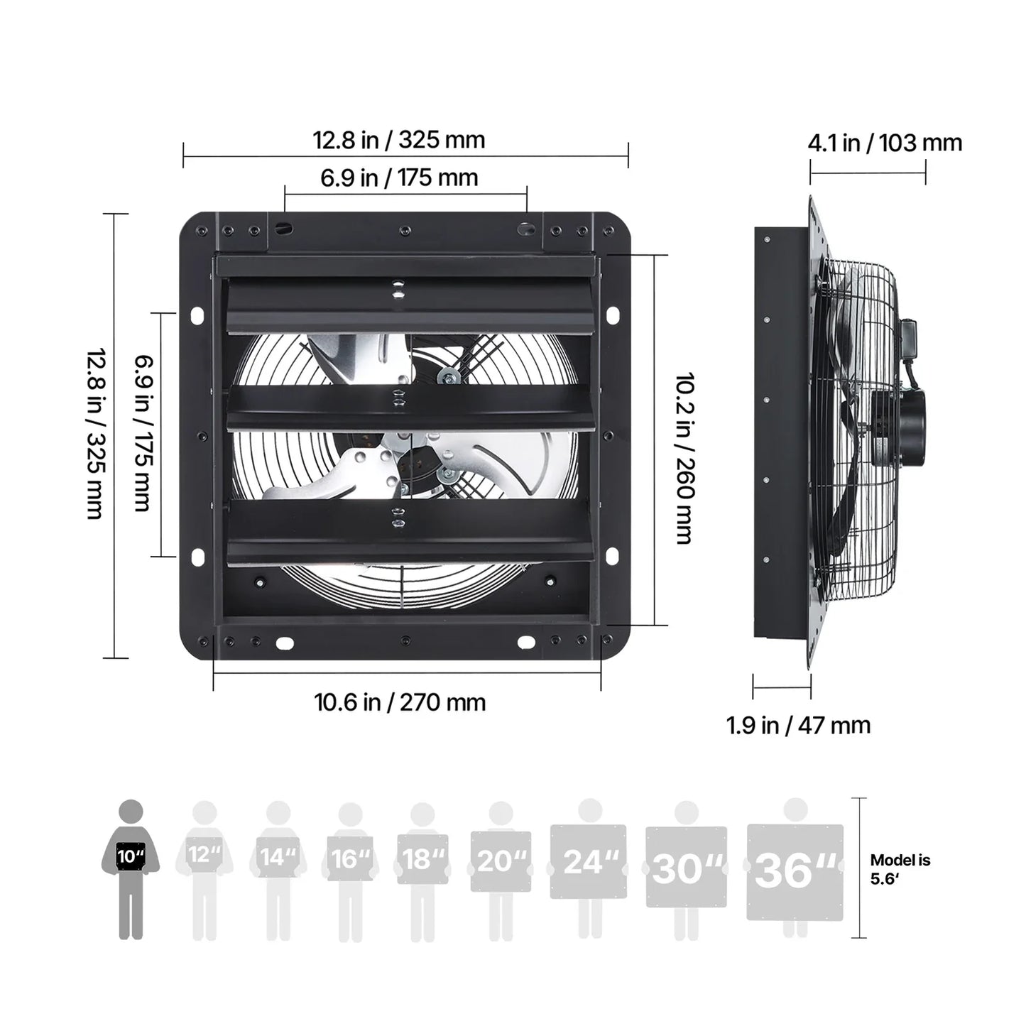 SucceBuy Wall Mounted Shutter Exhaust Fan With Variable Speed Controller