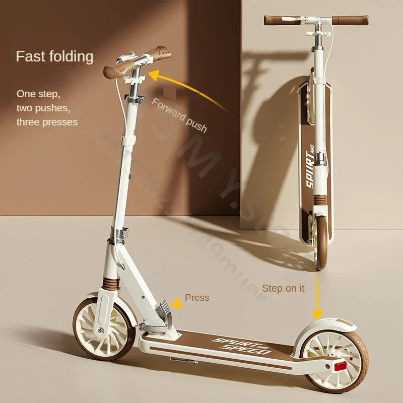 Children's Scooter, Foldable Bicycle, Large Children's Sliding Wheel, Campus Adult Two Wheel Scooter 5-15 years old