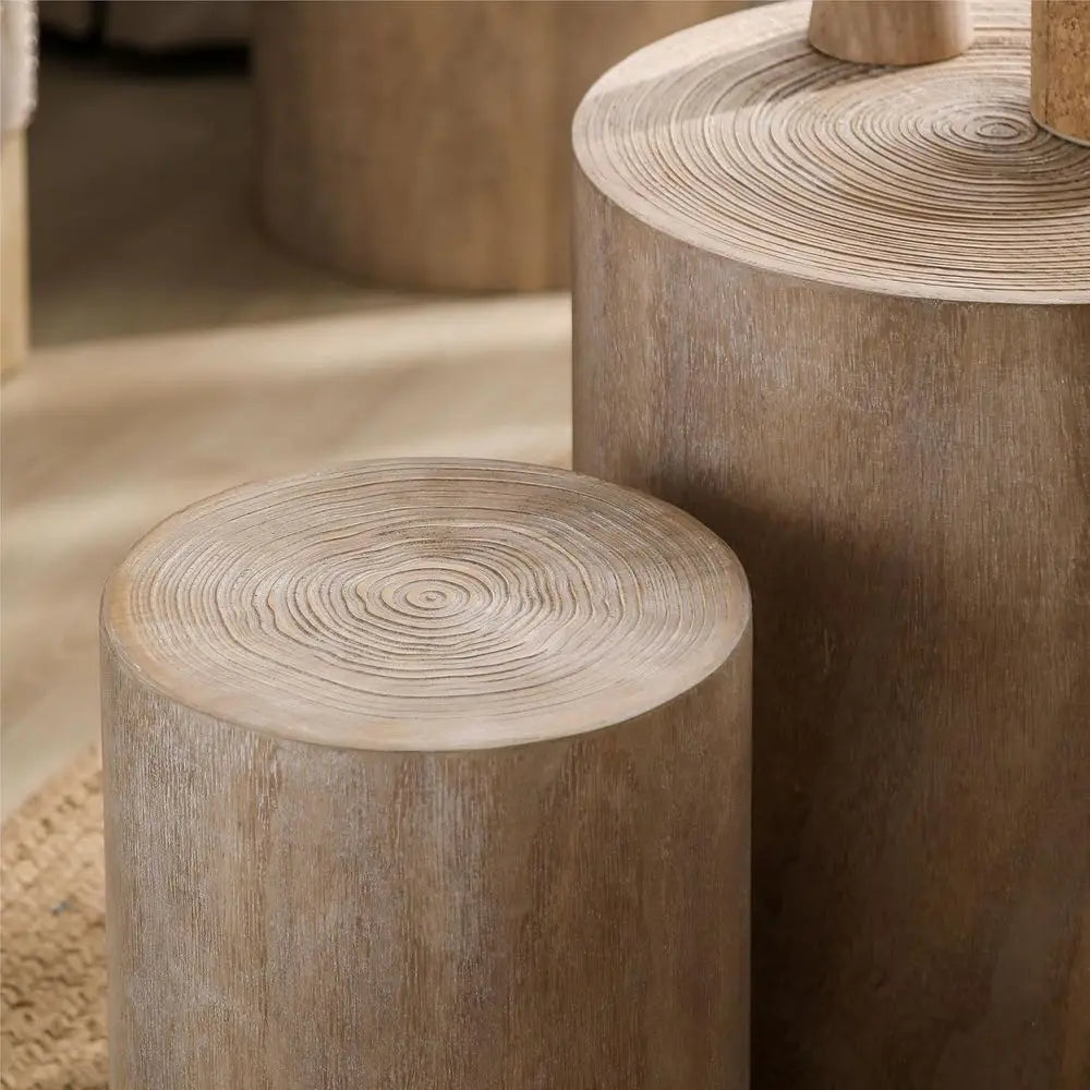 Round Nesting Wood Coffee Tables Set Of 3 Engineered Wood