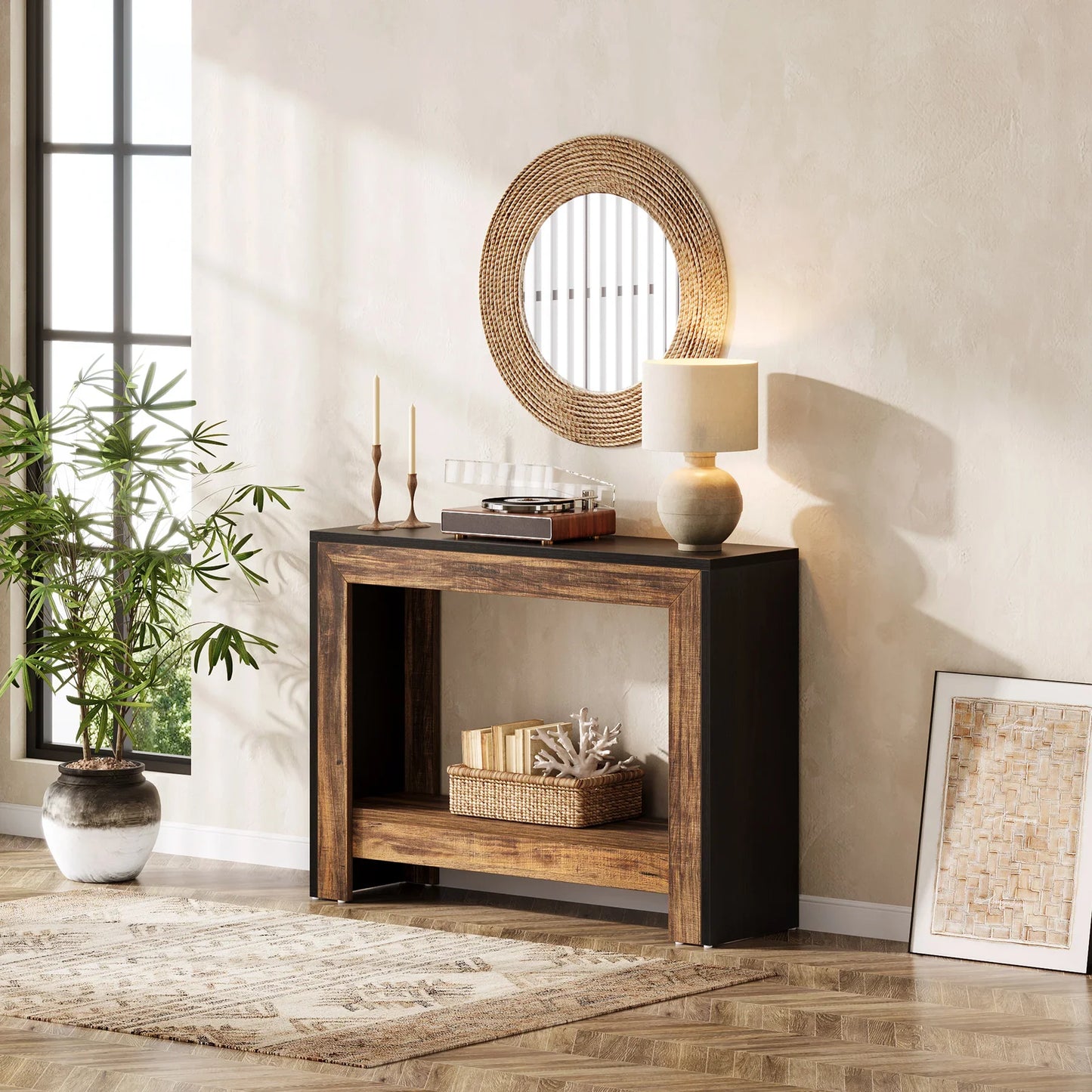 Tribesigns Rustic Wood Console Table With Storage Hallway Easy Assembly