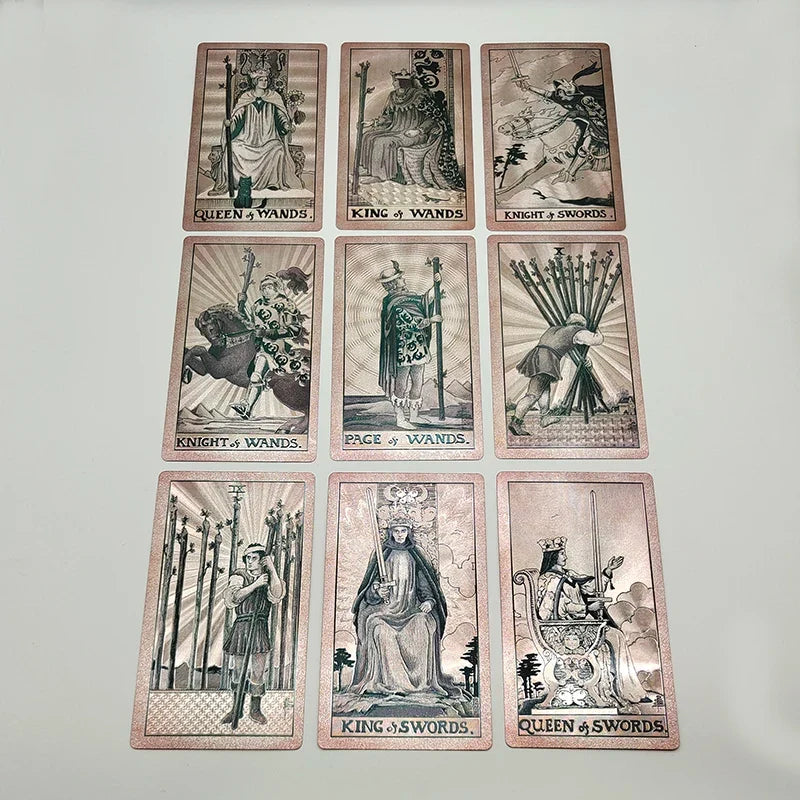 Fantastic 80 Pieces Silver foil Tarot Cards Waterproof PVC Quality With Flip Box As A Luxury Gift