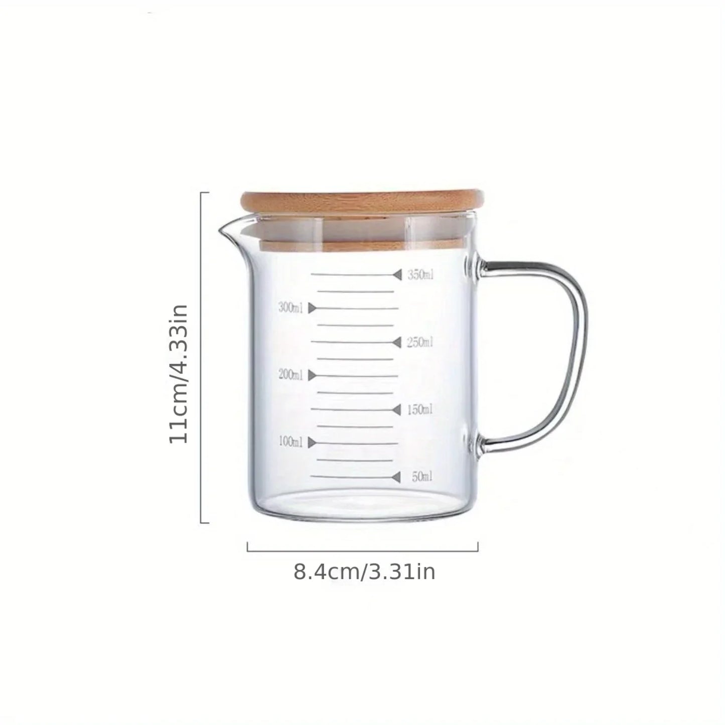 Glass Measuring Cup Jug With Lid And Insulated Handle