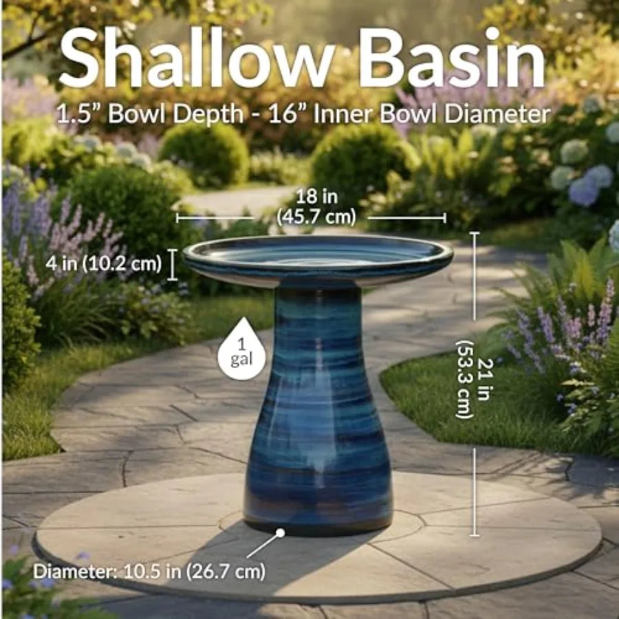 Ceramic Outdoor Bird Bath Hand Painted With UV Frost Resistance