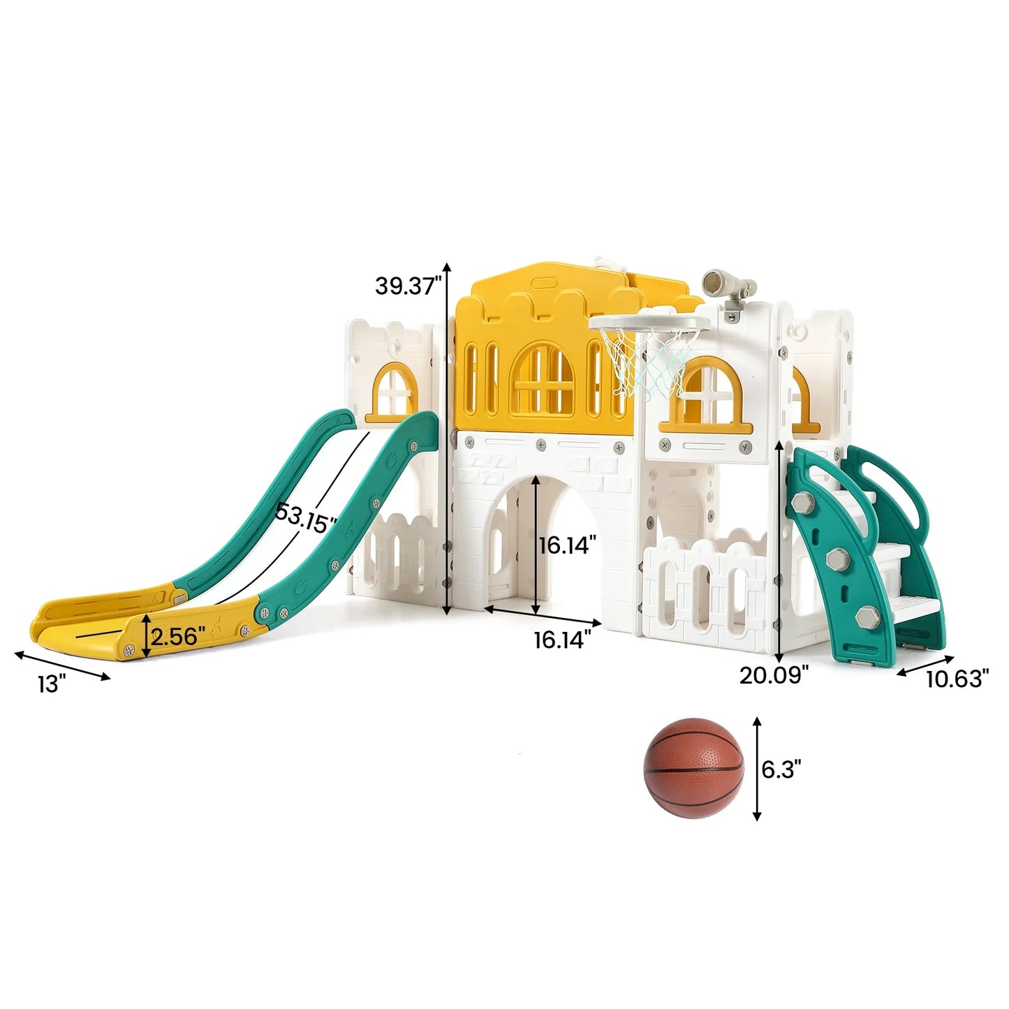 Toddler Indoor Slide Playset 8 In 1 With Basketball Hoop