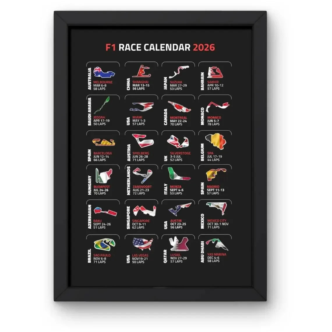 Lap Legends 2025 Racing Program Print Unframed Wall Art Decor Ideal Gift for Formula 1 F1 Fans