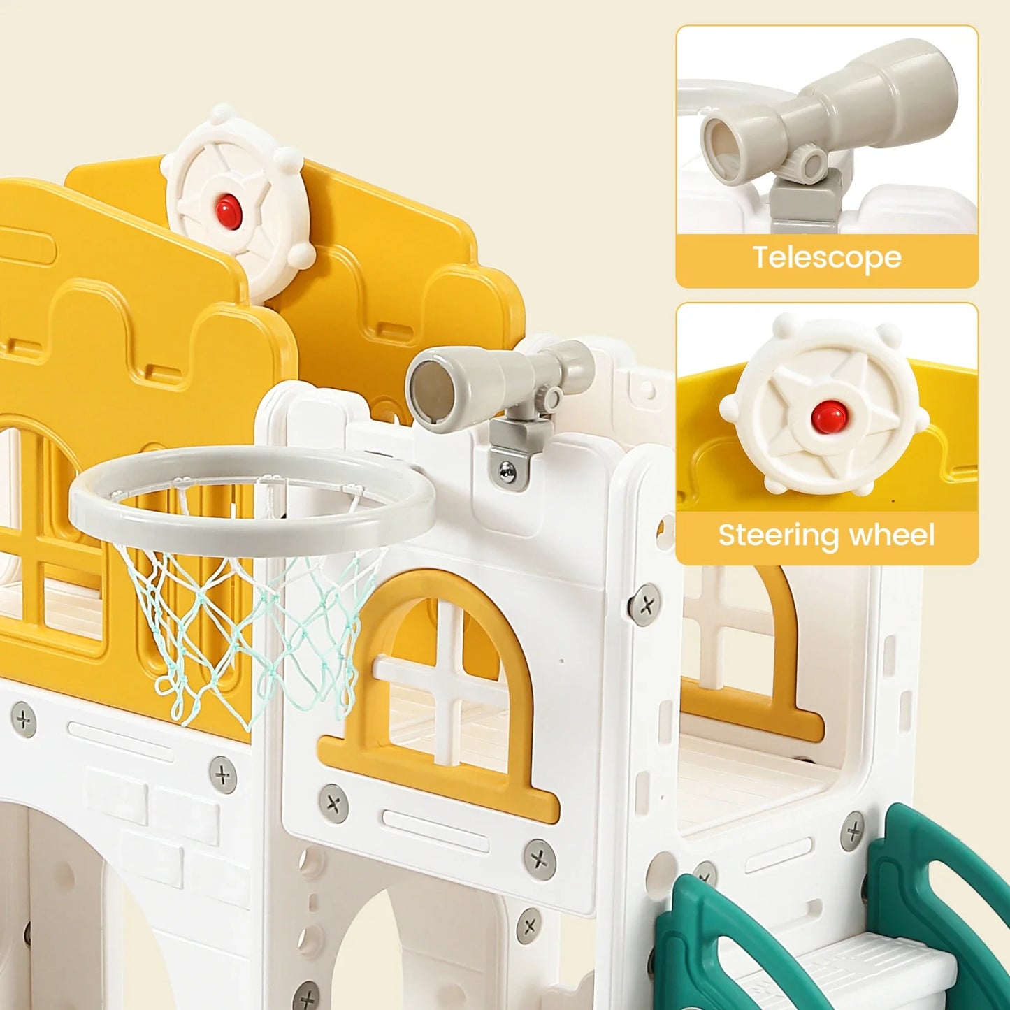 Toddler Indoor Slide Playset 8 In 1 With Basketball Hoop