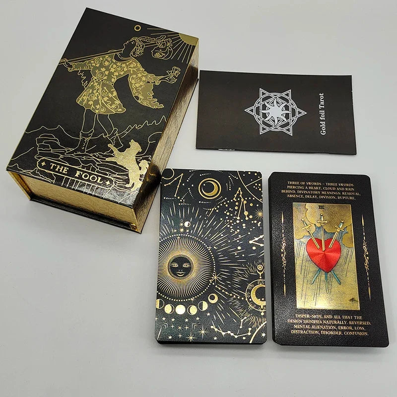 Classical Gold Foil Waterproof Tarot Cards With Megnet Box As Special Gift