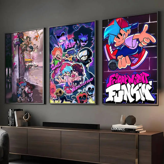 Game F-Friday Night F-Funkin Pico Boyfriend Poster HD Sticky Wall Art Printing Waterproof Home Living Bed Room Bar Aesthetic