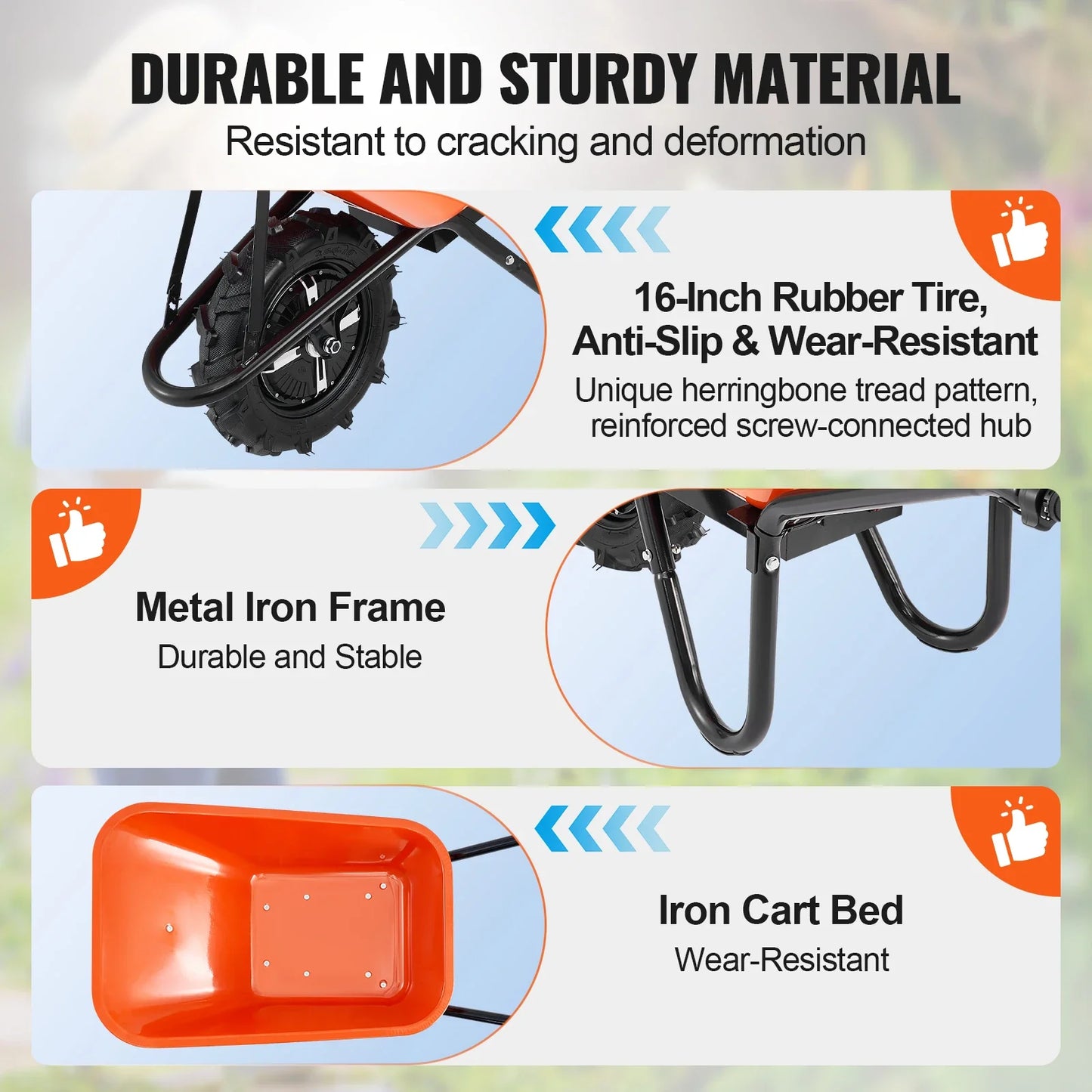 SucceBuy 500W Electric Wheelbarrow Cart For Garden Utility Dump Cart