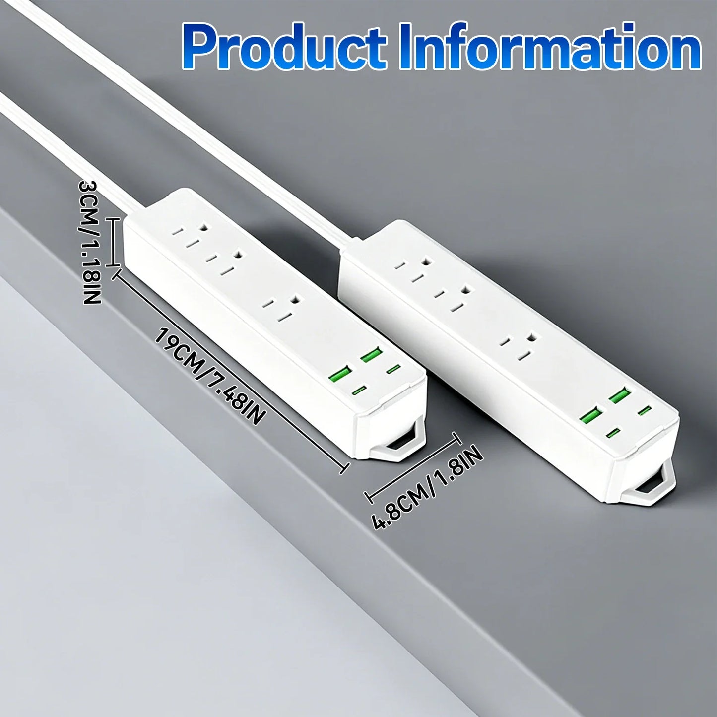 Multi Outlet Power Strip With USB Type C Ports Indoor