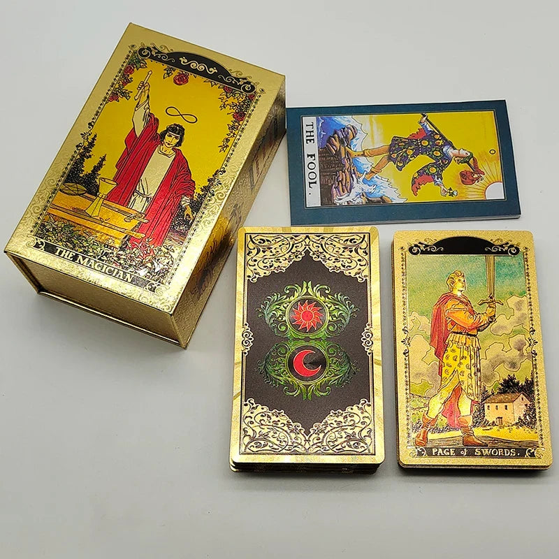 Fantastic 80 Pieces Silver foil Tarot Cards Waterproof PVC Quality With Flip Box As A Luxury Gift