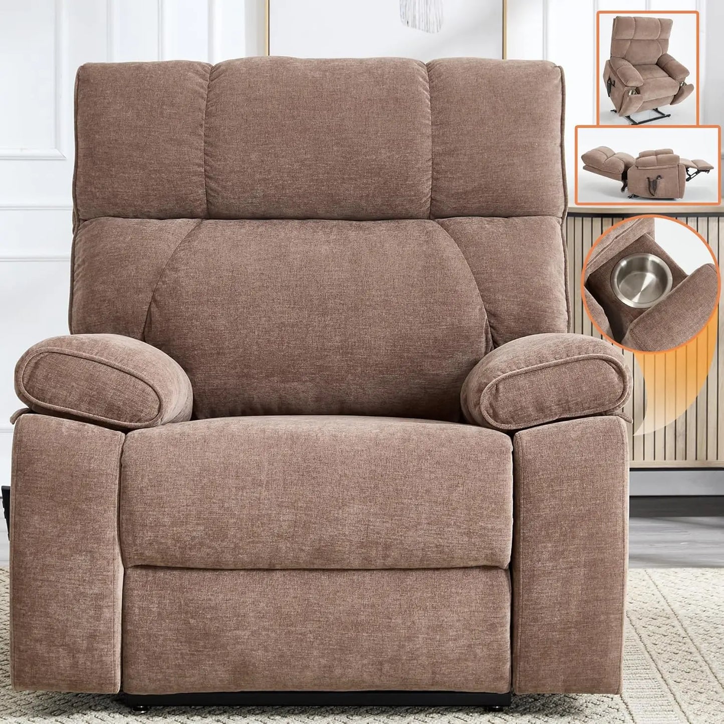 Dual Motor Power Lift Recliner Chair With Massage And Heat