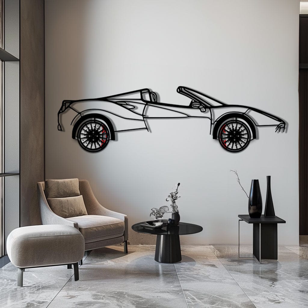 Ferrari 488 Spider Metal Car Wall Art with Rotating Wheels - Italian Twin-Turbo V8 Silhouette - Interactive Automotive Wall Decor - KAFMEKA126
