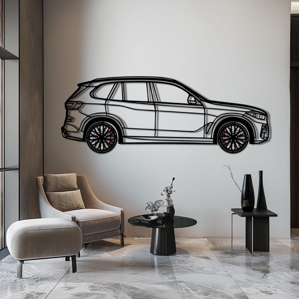 BMW X5 Metal Car Wall Art with Rotating Wheels - Modern SAV Silhouette Decor - Interactive Automotive Wall Art - KAFMEKA111