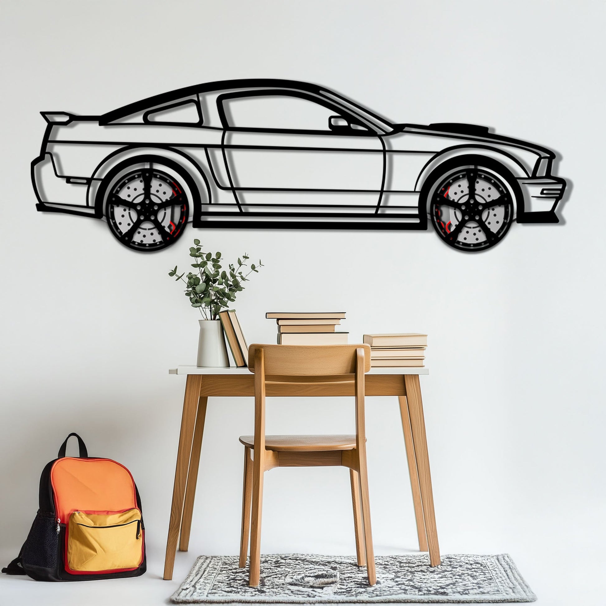 Ford Mustang GTR (2008) Metal Car Wall Art with Rotating Wheels - Modern Muscle Silhouette Decor - Interactive Automotive Wall Art - KAFMEKA139