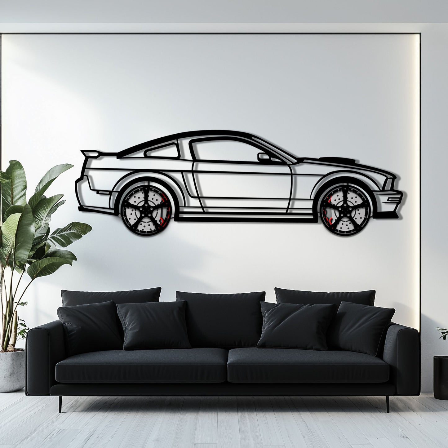 Ford Mustang GTR (2008) Metal Car Wall Art with Rotating Wheels - Modern Muscle Silhouette Decor - Interactive Automotive Wall Art - KAFMEKA139