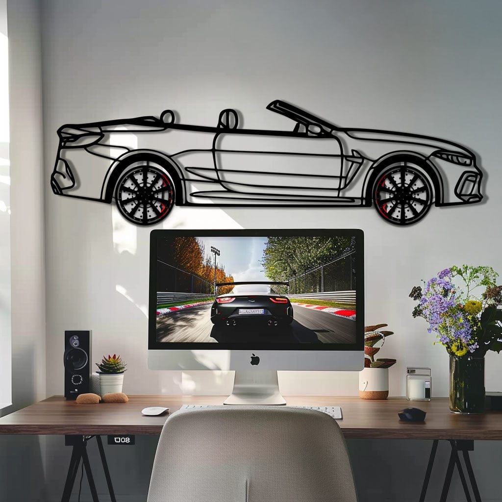 BMW M8 Competition Metal Car Wall Art with Rotating Wheels - M Power Luxury Silhouette - Interactive Automotive Wall Art - KAFMEKA109