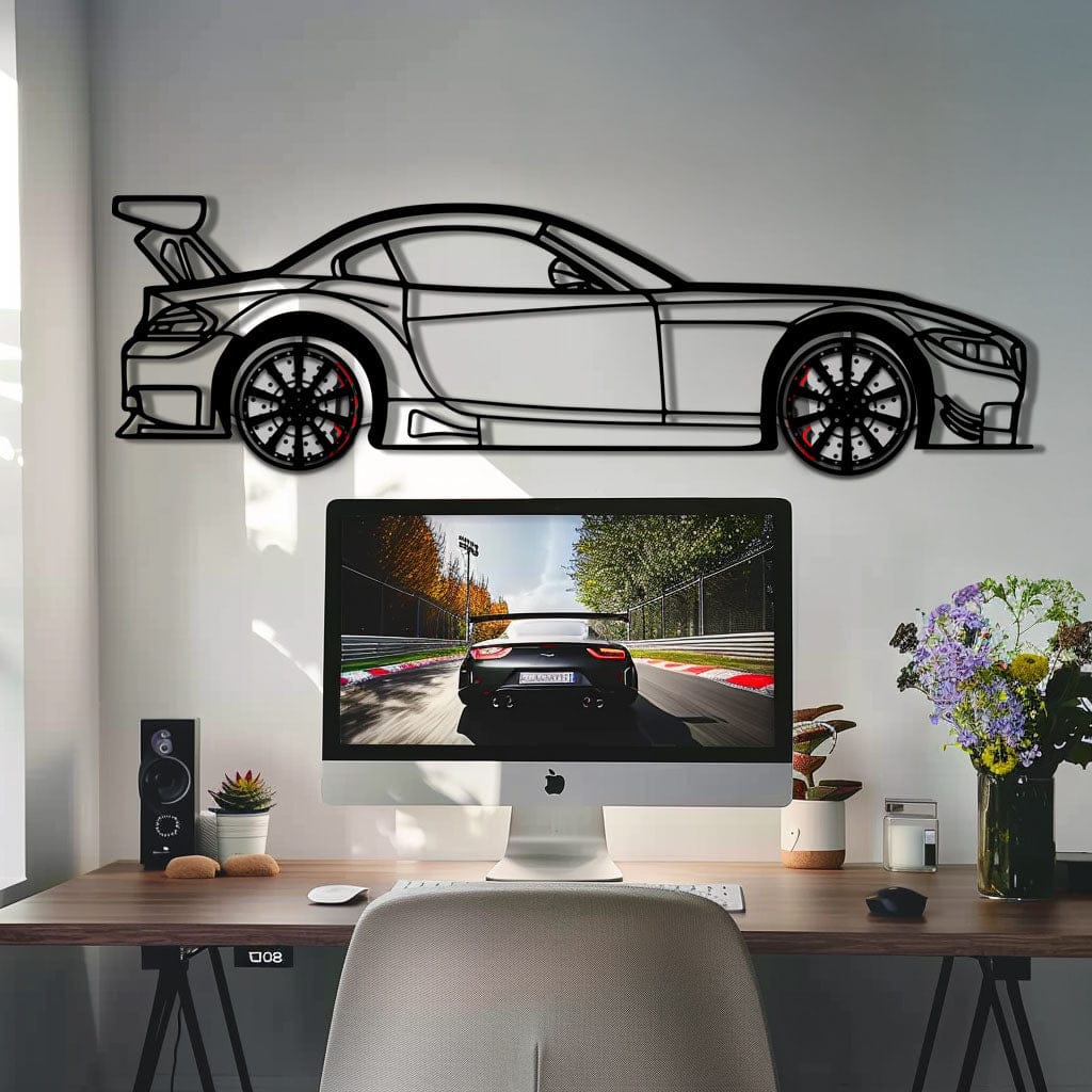 BMW Z4 E89 Metal Car Wall Art with Rotating Wheels - Modern Roadster Silhouette Decor - Interactive Automotive Wall Art - KAFMEKA113