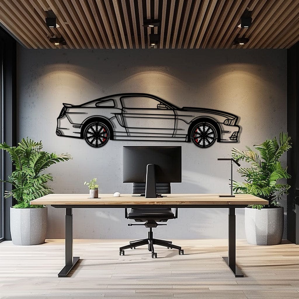 2013 Ford Mustang GT Metal Car Wall Art with Rotating Wheels - S197 Modern Muscle Silhouette - Interactive Automotive Wall Decor- KAFMEKA141