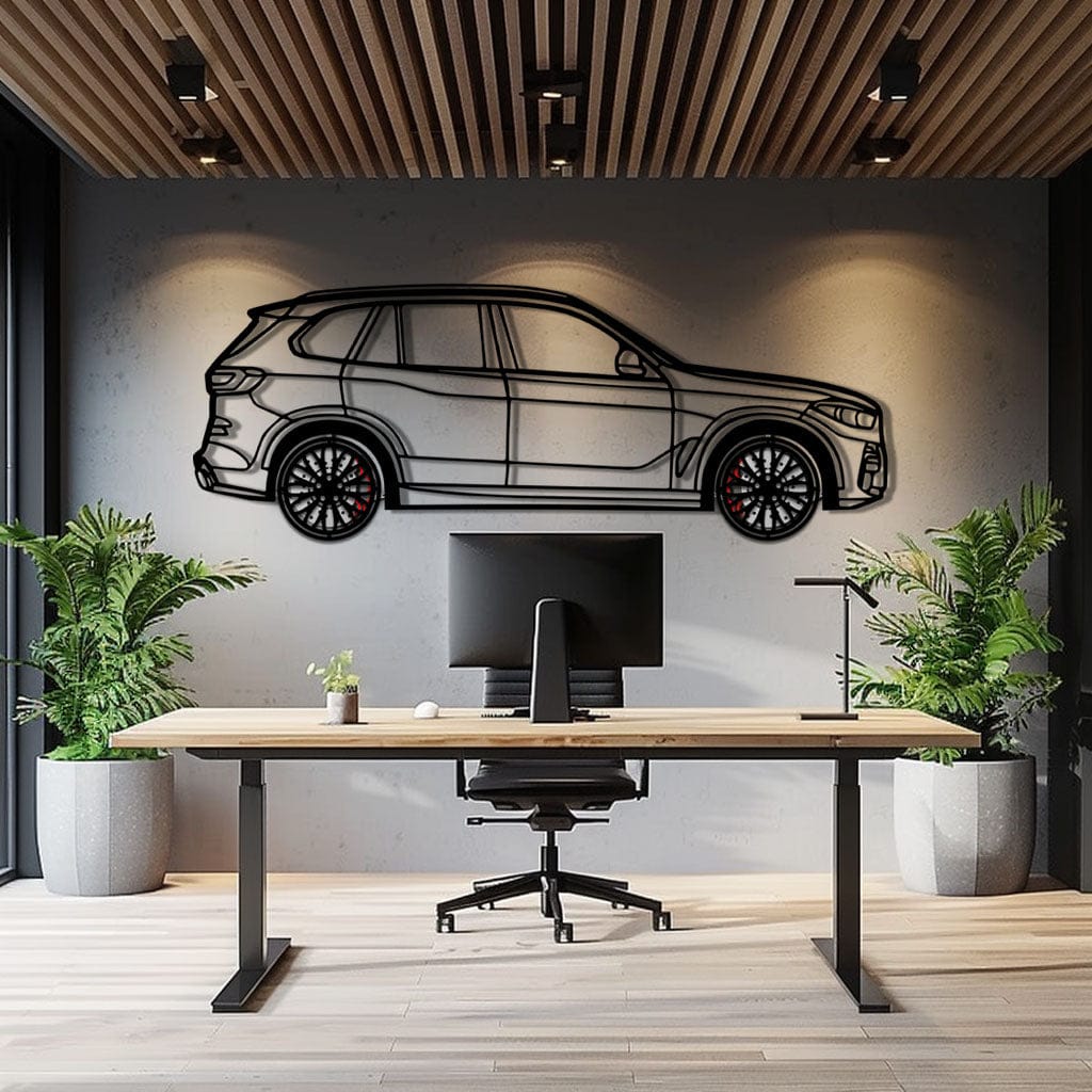 BMW X5 Metal Car Wall Art with Rotating Wheels - Modern SAV Silhouette Decor - Interactive Automotive Wall Art - KAFMEKA111