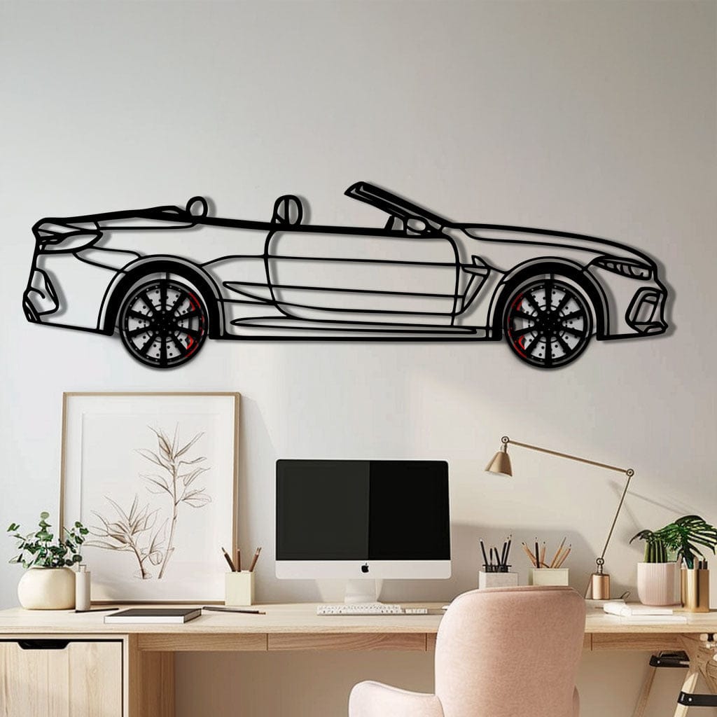 BMW M8 Competition Metal Car Wall Art with Rotating Wheels - M Power Luxury Silhouette - Interactive Automotive Wall Art - KAFMEKA109