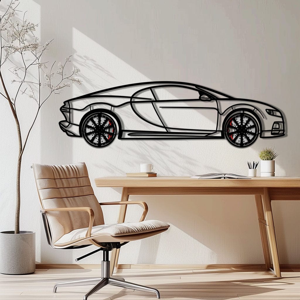 Bugatti Chiron Metal Car Wall Art with Rotating Wheels - Ultimate Hypercar Silhouette Decor - Interactive Automotive Wall Art - KAFMEKA116