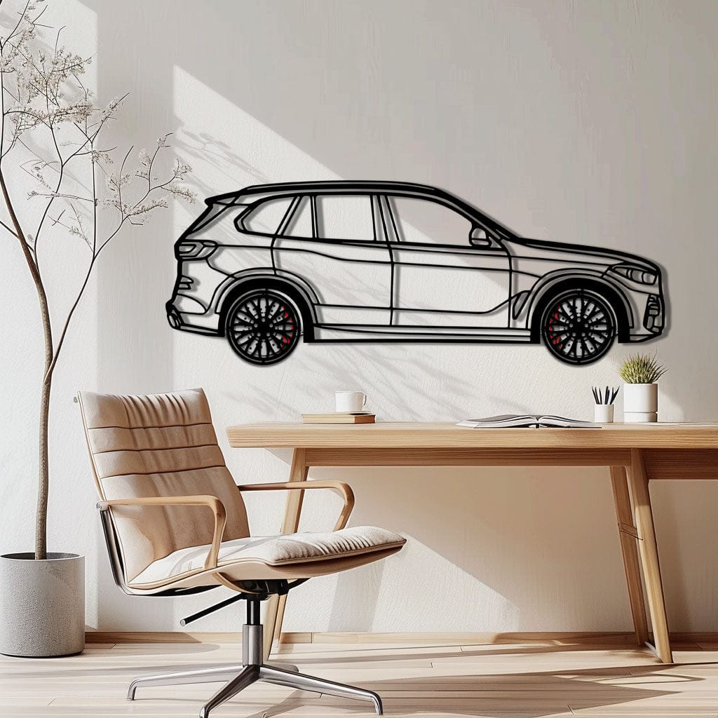 BMW X5 Metal Car Wall Art with Rotating Wheels - Modern SAV Silhouette Decor - Interactive Automotive Wall Art - KAFMEKA111