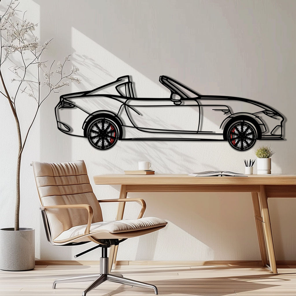 Mazda MX-5 RF Metal Car Wall Art with Rotating Wheels - JDM Roadster Silhouette - Interactive Automotive Wall Decor - KAFMEKA146