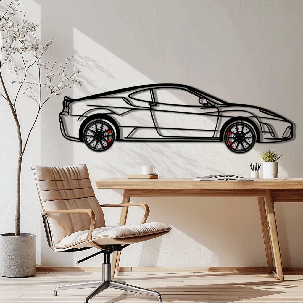 Ferrari F430 Scuderia Metal Car Wall Art with Rotating Wheels - Track-Focused V8 Silhouette - Interactive Automotive Wall Art - KAFMEKA133