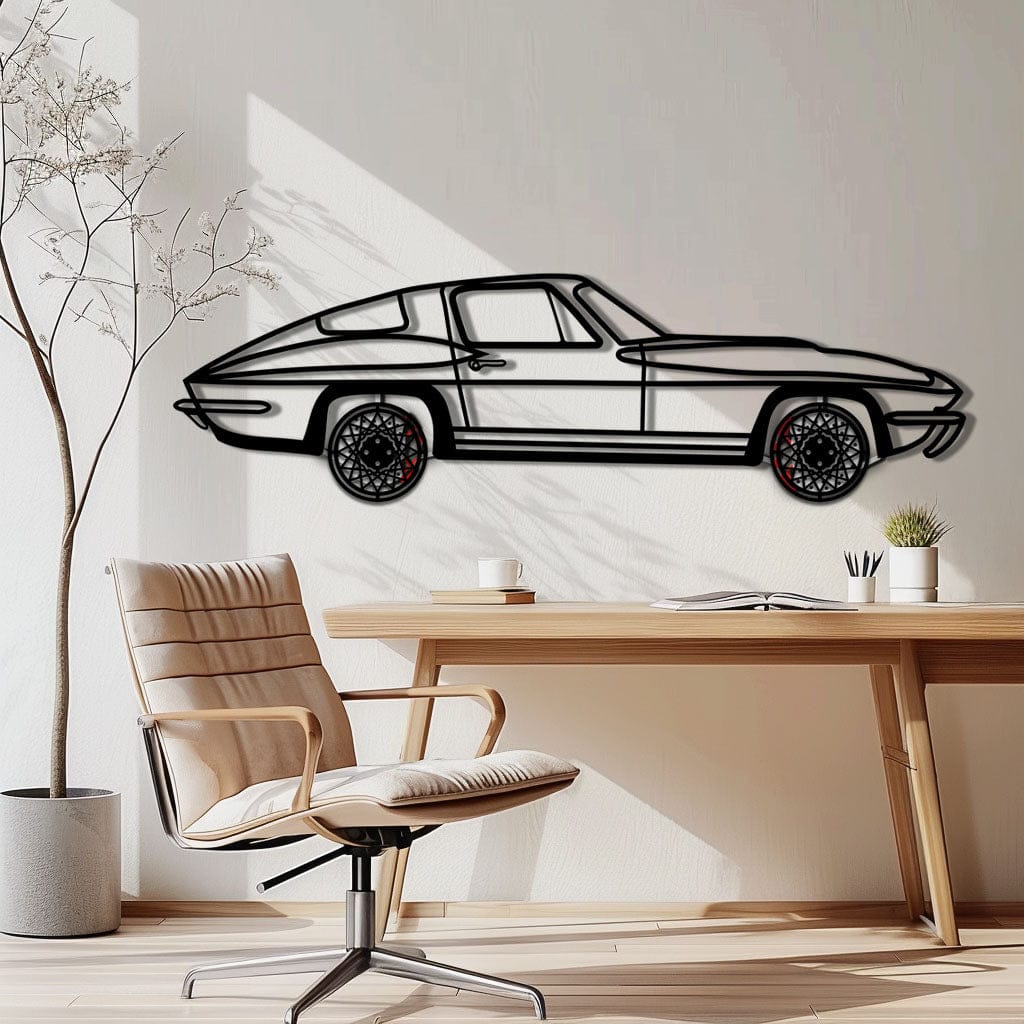 Chevrolet Corvette C3 Stingray Metal Car Wall Art with Rotating Wheels - Classic American Muscle Silhouette - Interactive Automotive Decor - KAFMEKA120