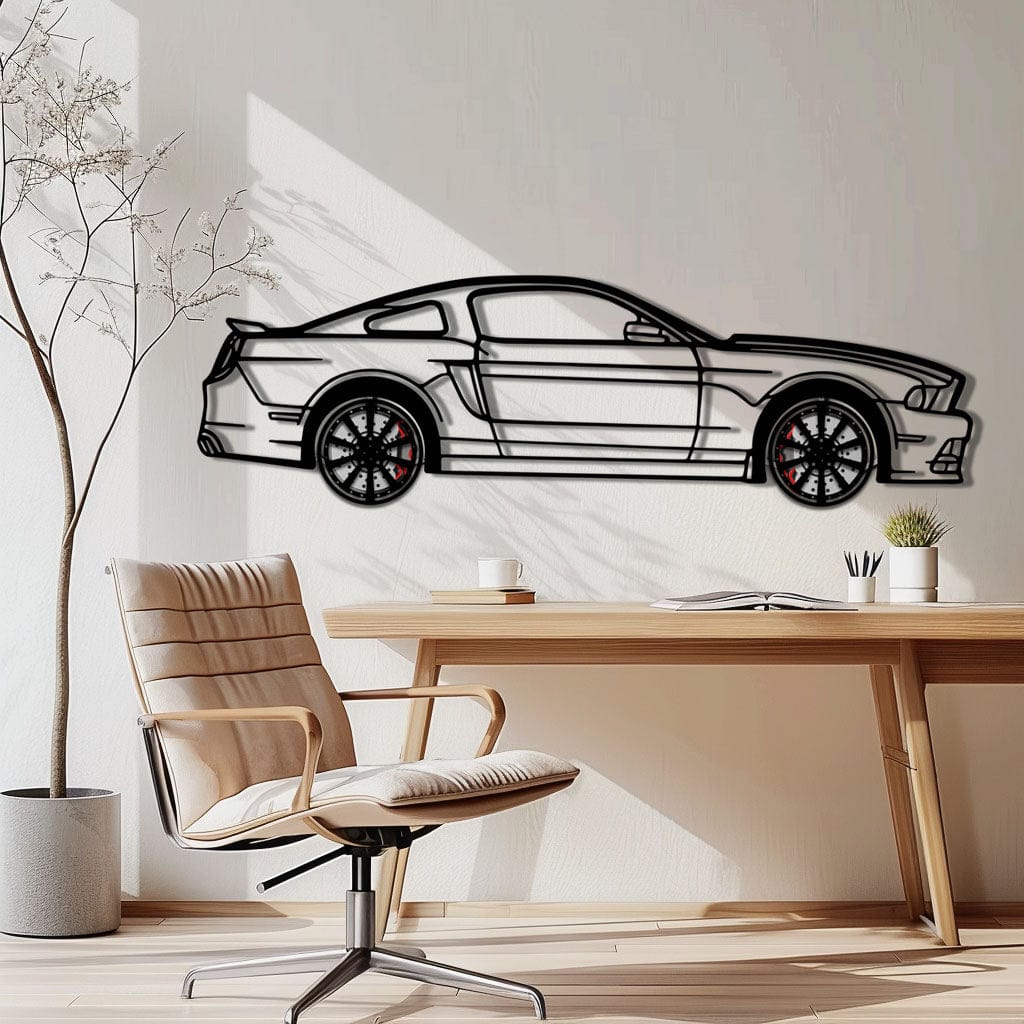 2013 Ford Mustang GT Metal Car Wall Art with Rotating Wheels - S197 Modern Muscle Silhouette - Interactive Automotive Wall Decor- KAFMEKA141
