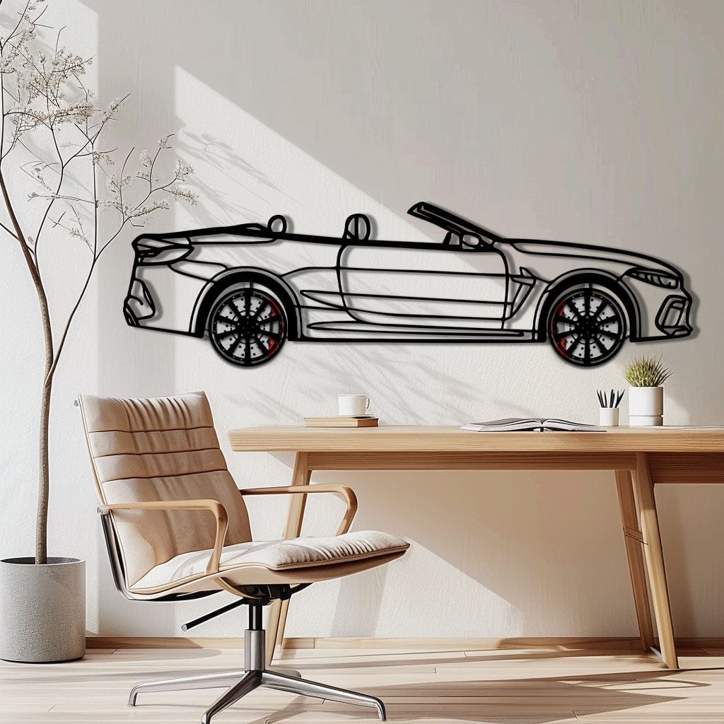 BMW M8 Competition Metal Car Wall Art with Rotating Wheels - M Power Luxury Silhouette - Interactive Automotive Wall Art - KAFMEKA109