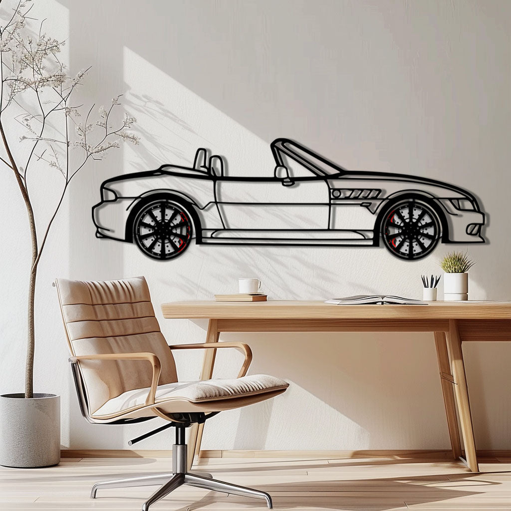 BMW Z3 Metal Car Wall Art with Rotating Wheels - Classic Roadster Silhouette Decor - Interactive Automotive Wall Art - KAFMEKA112