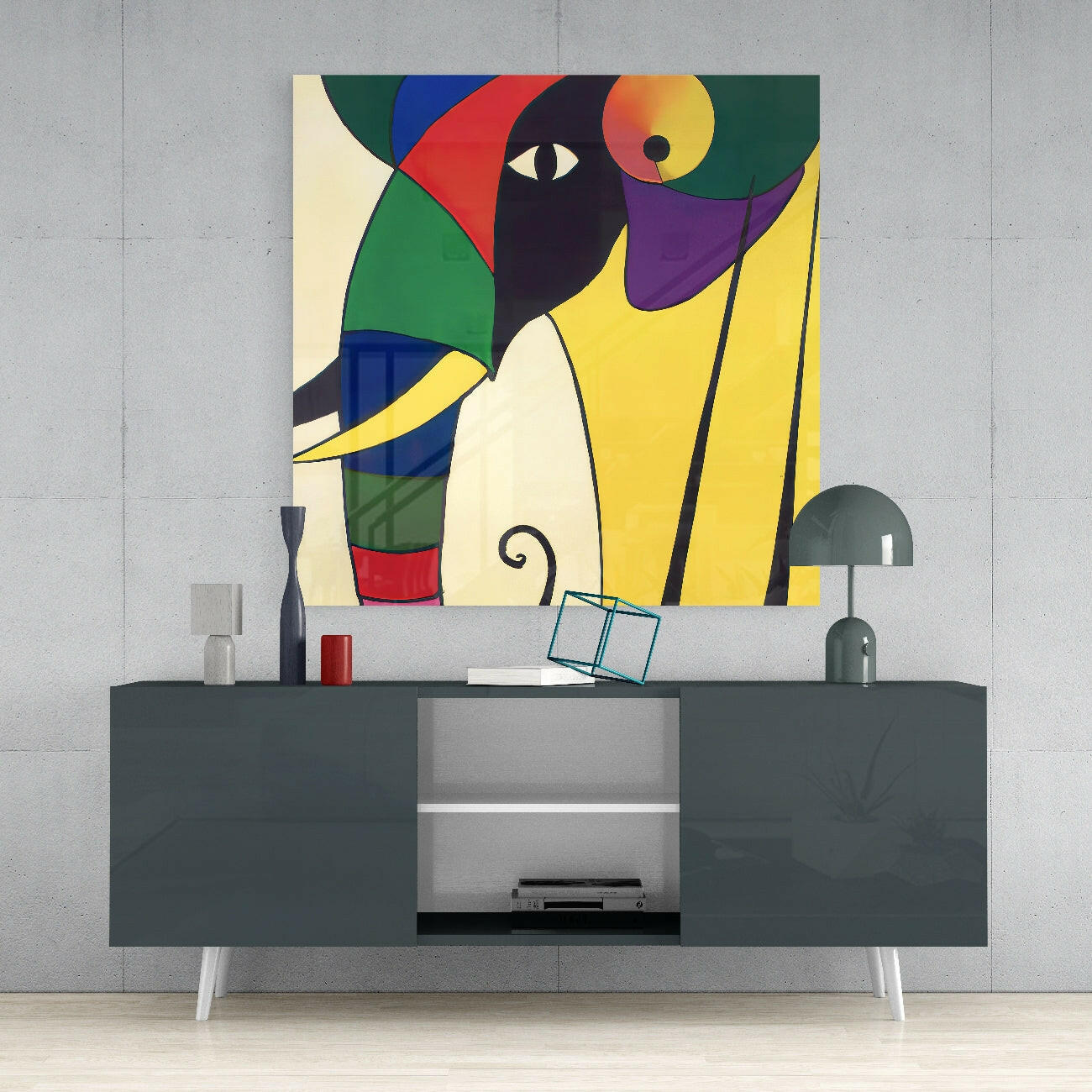 Wassily's Elephant Glass Wall Art  || Designer Collection