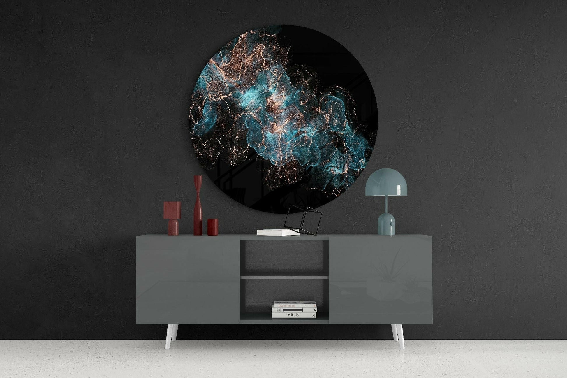 Blue Explosion Glass Wall Art
