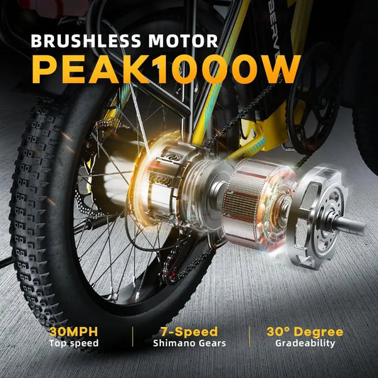 Cybervelo 1000W Ebike For Adults,Removable Battery EBike,28+MPH,Foldable Electric Bike,80 Miles Max Range,Fat Tire EK4 EK5