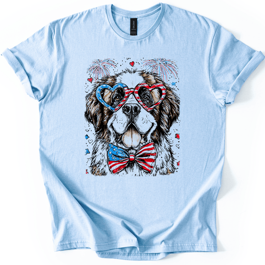 Saint Bernard Patriotic Dog USA Flag Edition For Pet Lovers Show Your Pride Graphic Tee