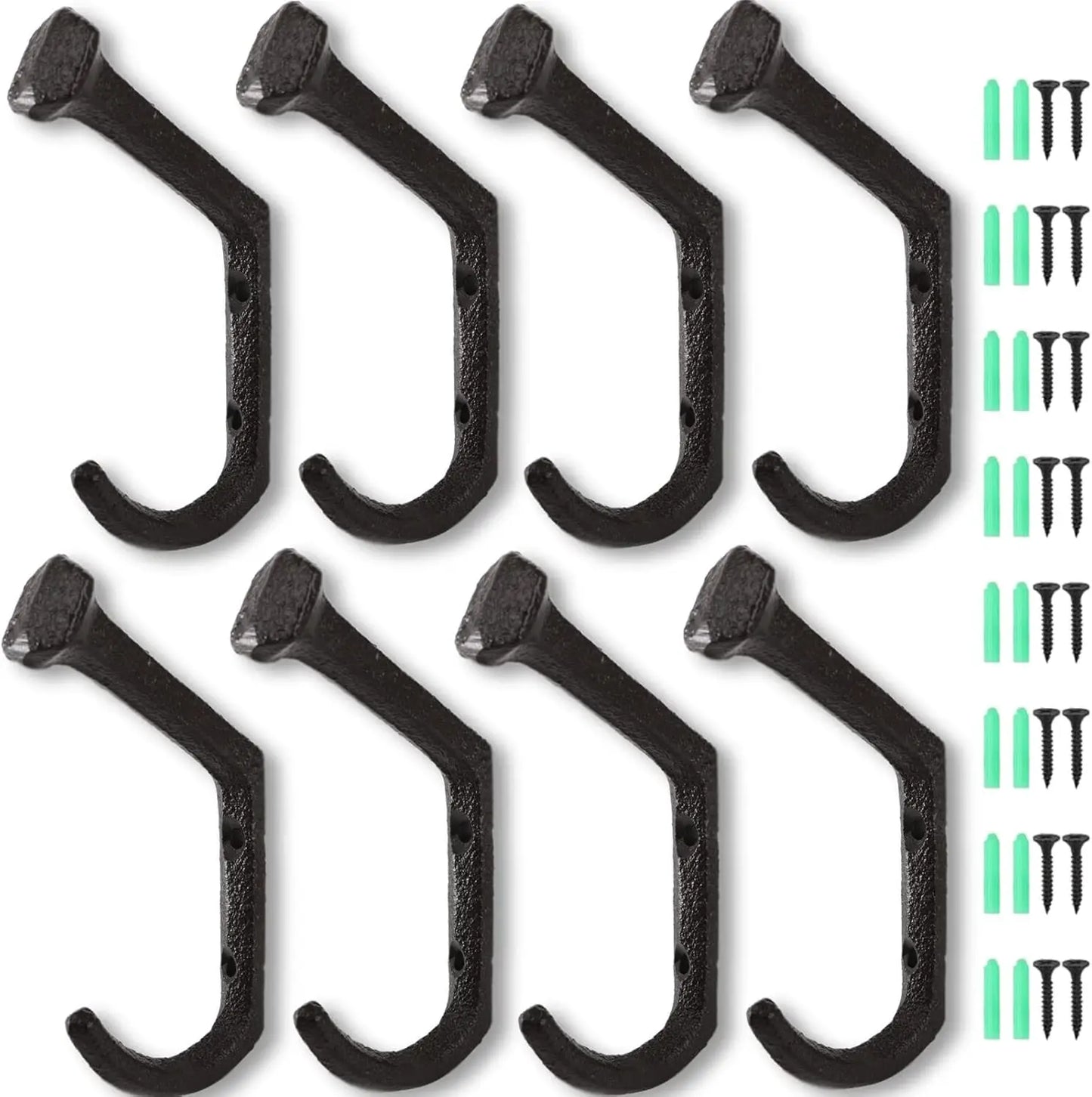 Rustic Cast Iron Wall Mounted Coat Rack With Hooks